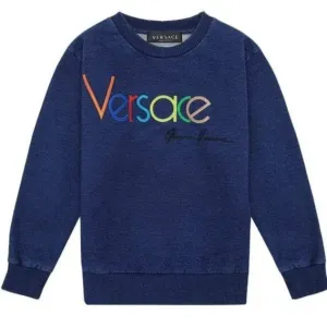 Versace Boys Embroidered Sweater Blue - BLUE 10Y