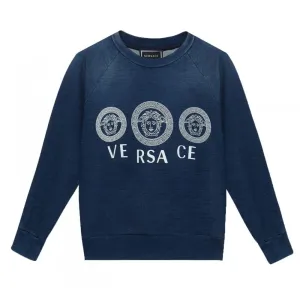 Versace Boys Triple Medeusa Sweatshirt Blue - BLUE 8Y