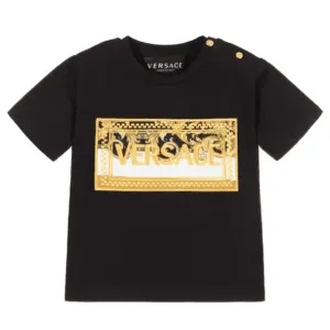 Versace Baby Boys T-shirt Golden Logo Black - BLACK 18/24