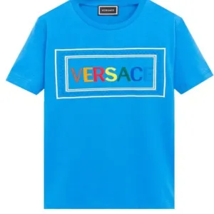 Versace Boys Embroidered T-shirt Blue - BLUE 10Y