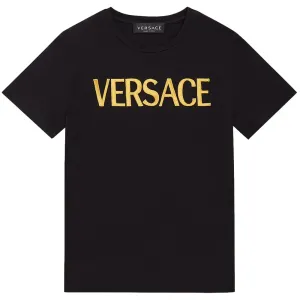 Versace Boys Logo Embroidered T-Shirt Black - 4Y BLACK