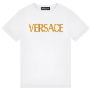Versace Boys Logo Embroidered T-Shirt White - 12Y White