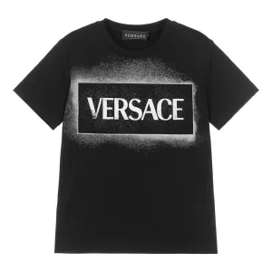 Versace Boys Spray Effect Logo T-shirt Black - 14Y BLACK
