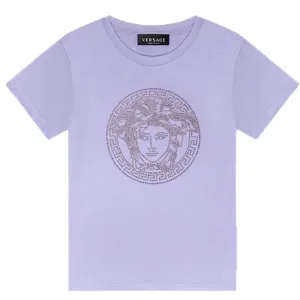Versace Girls Medusa Embroidered Logo T Shirt Purple - 4Y PURPLE