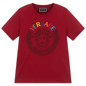 Young Versace Boys Medusa Logo Print T-Shirt Red - RED 10Y