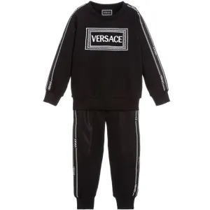 Young Versace Boy Logo Print Tracksuit Black - BLACK 12Y