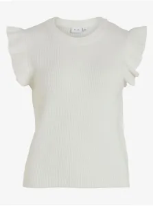 Cream Women's Ribbed T-Shirt VILA Ril - Women #1663096
