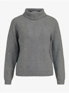 Grey ribbed sweater with collar VILA Mathilda - Women #1666131