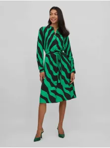 Black-green patterned shirt dress with binding VILA Dogma - Women #800236