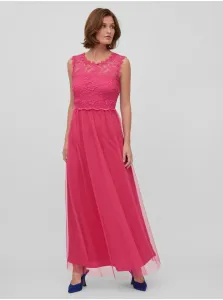 Dark pink women's maxi-dress with lace VILA Lynnea - Ladies #1284142