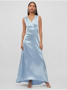 Light blue ladies satin maxi-dresses VILA Sittas - Ladies #917790