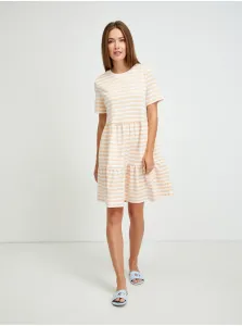 White-apricot striped dress VILA Tinny - Women #913815