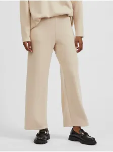 Beige wide shortened trousers VILA Emely - Women