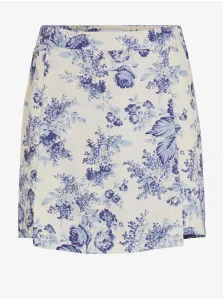 Blue and Cream Women's Floral Skirt / Shorts VILA Porcelina - Ladies #2254353