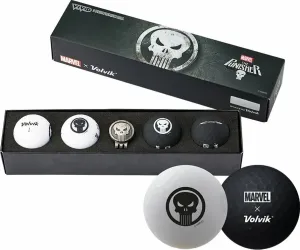 Volvik Vivid Marvel 2.0 4 Pack Golf Balls The Punisher Plus Ball Marker White/Black