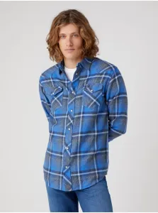 Grey-Blue Men's Plaid Shirt Wrangler - Men's #913971