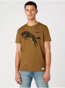 Khaki Men's T-Shirt with Wrangler Print - Men's