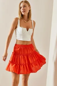 XHAN Orange Flared Mini Skirt