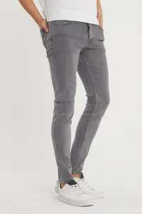 XHAN Men's Gray Slim Fit Jeans #2856055