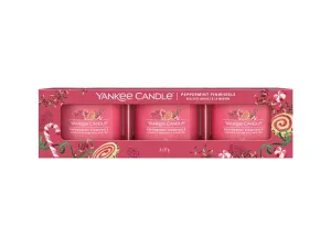 Yankee Candle Set di candele votive in vetro Peppermint Pinwheels 3 x 37 g