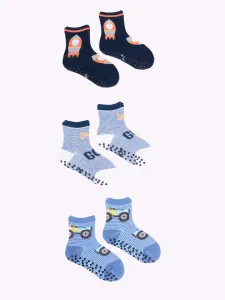 Yoclub Kids's Boys' Cotton Socks Anti Slip ABS Patterns Colours 3-pack SKA-0109C-AA3A-004 #141443