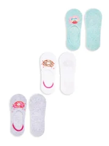 Yoclub Kids's Girls' Ankle No Show Boat Socks Patterns 3-pack SKB-44/3PAK/GIR/001