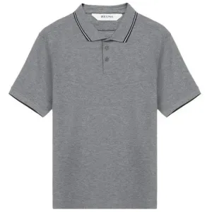 Z Zegna Men's Stretch Cotton Short-Sleeve Polo Grey - GREY S