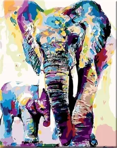 Zuty Colorare coi numeri Elefanti dipinti #965025
