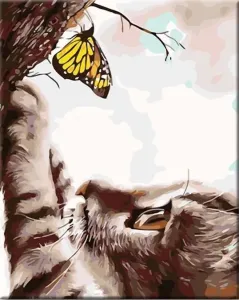 Zuty Colorare coi numeri Gattino con una farfalla