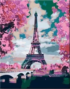 Zuty Colorare coi numeri Torre Eiffel e alberi rosa #60044